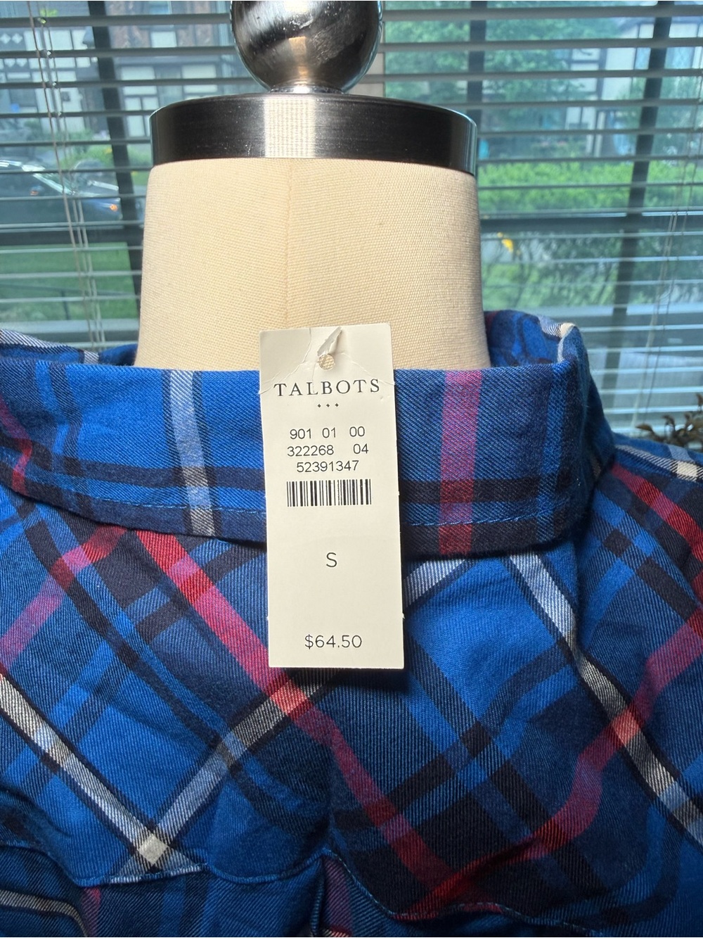 Talbot Classic Blue Plaid Button-Up Shirt - Picture 4 of 4
